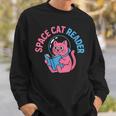 Women's Space CAT Reader Pink Helmet Blue Book Nerd Galaxy Kitty Sweatshirt Gifts for Him