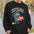 Women's Support Your Local Library Staff Retro Book Mascot Sweatshirt Gifts for Him