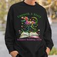 Women's Unearth A Story Summer Reading 2026 Dinosaur Book Floral Sweatshirt Gifts for Him