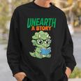 Women's Unearth a Story Summer Reading 2026 Triceratops Dino Book Sweatshirt Gifts for Him