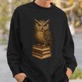 Women's Wise Owl Monocle Books Scholar Academic Art Sweatshirt Gifts for Him