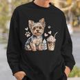 Women's Yorkie Dog Moms Iced Coffee And Books Yorkshire Terrier Sweatshirt Gifts for Him
