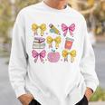 Apple Coquette Bow Books First Day Of School Back To School Sweatshirt Gifts for Him Apple Coquette Bow Books First Day Of School Back To School Sweatshirt Gifts for Him
