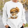 Baby Lizard Open Book Reading Reptile Graphic Portrait Round Premium Tri-Blend Sweatshirt Gifts for Him