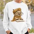 Baby Reptile Small Book Reading Graphic Lizard Round Glasses Sweatshirt Gifts for Him