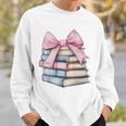 Book Lover Coquette Bow Pink Dainty Ribbon Cute Bookworm Sweatshirt Gifts for Him