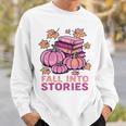Bookcore Coquette Pinkoween Fall Into Stories Books Premium Tri-Blend Sweatshirt Gifts for Him