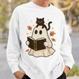 Books Ghost Reading Book Halloween Library Cat Fall Sweatshirt Gifts for Him Books Ghost Reading Book Halloween Library Cat Fall Sweatshirt Gifts for Him