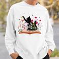 Cat Kitten Wildflower Book Pet Owner Librarian Sweatshirt Gifts for Him
