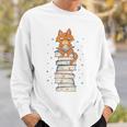 Cat Sits On Books Reading Reading Book Lover Sweatshirt Gifts for Him