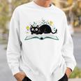 Cute Cat On Book Fun Flower Feline Pet Lover Premium Tri-Blend Sweatshirt Gifts for Him