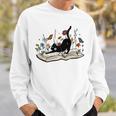 Cute Cat Flower Garden Book Kitty Reading Floral Sweatshirt Gifts for Him