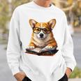 Cute Dog Corgi Reading Book Sweatshirt Gifts for Him