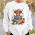 Cute Highland Cow With Book Floral Bookworm Librarian Book Sweatshirt Gifts for Him