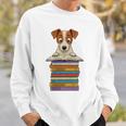 Cute Jack Russel Dog Reading On Pile Of Books Premium Tri-Blend Sweatshirt Gifts for Him