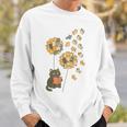 Cute Reading Cat With Kitten Dandelion Flowers Book Lover Sweatshirt Gifts for Him