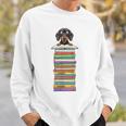 Cute Wiener Dog Dachshund Reading On Pile Of Books Sweatshirt Gifts for Him