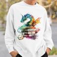 Dragons And Books Watercolor Fantasy Dragon Lover Theme Sweatshirt Gifts for Him