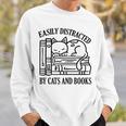 Easily Distracted By Cats And Books Shirt Cat And Book Lover Sweatshirt Gifts for Him Easily Distracted By Cats And Books Shirt Cat And Book Lover Sweatshirt Gifts for Him