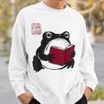 Grumpy Frog Book Lover Librarian Anime Japanese Sweatshirt Gifts for Him