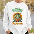 Halloween Teacher Librarian Monster Reading Books Performance Sweatshirt Gifts for Him Halloween Teacher Librarian Monster Reading Books Performance Sweatshirt Gifts for Him
