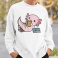 Kawaii Axolotl Pun Book Reader Sweatshirt Gifts for Him