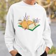 Kawaii Cat Women's Cat Books Flowers Sweatshirt Gifts for Him Kawaii Cat Women's Cat Books Flowers Sweatshirt Gifts for Him