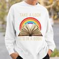 Take A Look It In A Book Retro Rainbow Reading Teacher Sweatshirt Gifts for Him