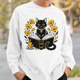 Mystic Cat With Spell Book Candle Flowers Witchcore Men Women Kids Sweatshirt Gifts for Him