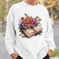 Open Book With Colorful Flowers For Readers Sweatshirt Gifts for Him