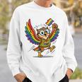 Owl With Pride Flag Book Lover Rainbow Library Sweatshirt Gifts for Him