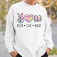 Peace Love Books Pastel Reading Heart Art For Book Lovers Sweatshirt Gifts for Him