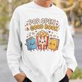 Pop Open A Good Book For School Librarian Popcorn Sweatshirt Gifts for Him