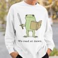 We Read At Dawn Bookish Frog Reading Sweatshirt Gifts for Him