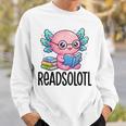 Readsolotl Cute Axolotl Reading Book Kawaii Pink Aesthetic Sweatshirt Gifts for Him