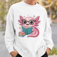 Readsolotl Kawaii Axolotl Reading Book Lover Sweatshirt Gifts for Him