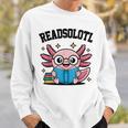 Readsolotl Pink Kawaii Axolotl Book Lover Reading Sweatshirt Gifts for Him