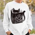SataniCat Pentagram Cat Satan Demon Necronomicon Book Lover Sweatshirt Gifts for Him