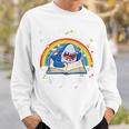 Shark Reading Is Jawsome Book Rainbow Kid Boys Toddler Sweatshirt Gifts for Him