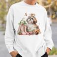 Shih Tzu Dog Garden Collections Books And Strawberries Sweatshirt Gifts for Him Shih Tzu Dog Garden Collections Books And Strawberries Sweatshirt Gifts for Him