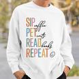 Sip Coffee Pet Cats Read Books Repeat Book Cat Lover Sweatshirt Gifts for Him