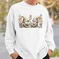 Teacher Gnome Motif Floral Stack Of Books Decor Cute Reading Sweatshirt Gifts for Him