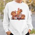 Turkey Reading Books Fall Thanksgiving Teacher Book Lovers Sweatshirt Gifts for Him