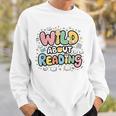 Wild About Reading Animal Bookworm Library Book Lover Reader Sweatshirt Gifts for Him