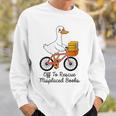 Women's Librarian Goose Book Lover Humor Reading Goose Sweatshirt Gifts for Him