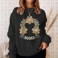 70s Groovy Rainbow Reading Outfit Hippie Peace Love Books Sweatshirt Gifts for Her