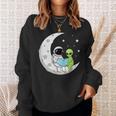 Astronaut And Alien Reading On Moon Space Book Lover Sci Fi Sweatshirt Gifts for Her