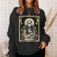 The Audiobook Girl Books Headphones Tarot Card Skeleton Sweatshirt Gifts for Her
