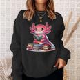 Axolotl Reading Bookworm Book Lovers Sweatshirt Gifts for Her