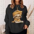 Baby Sloth Open Book Reading Animal Lover Graphic Portrait Sweatshirt Gifts for Her